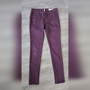 Rag & Bone Skinny Jeans Size 28 Burgundy Coated Denim Ankle Zip Stretch